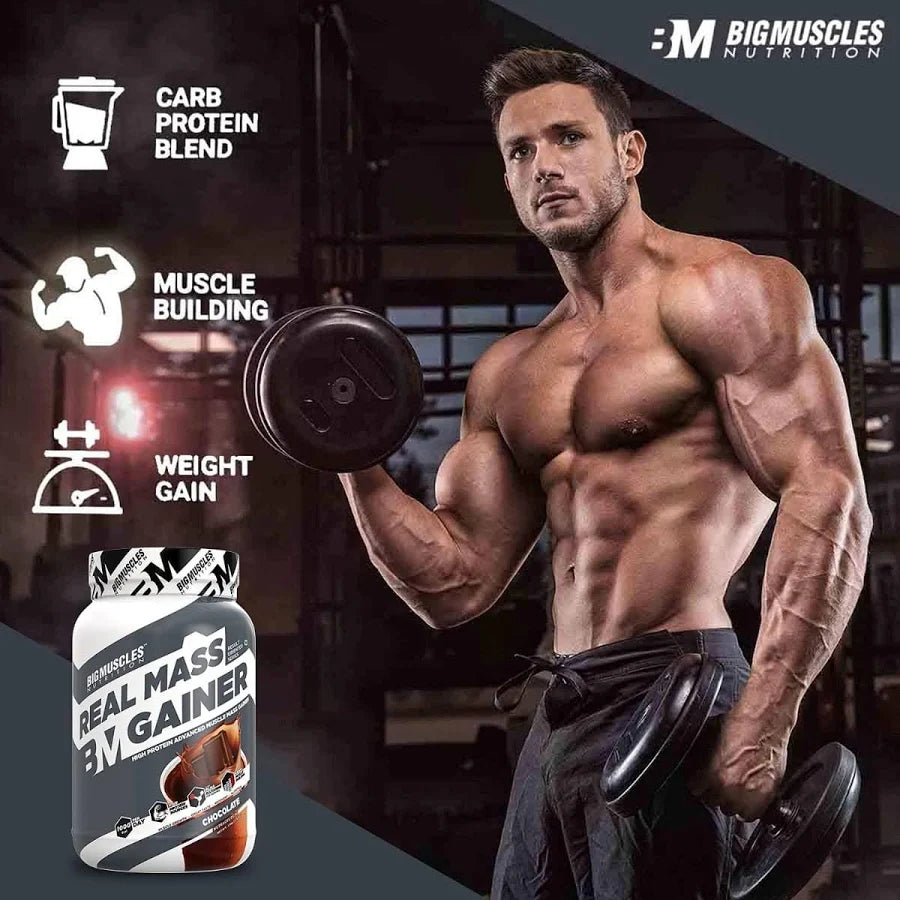 BigMuscles Nutrition Chocolate Real Mass Gainer Health Supplement 1 kg